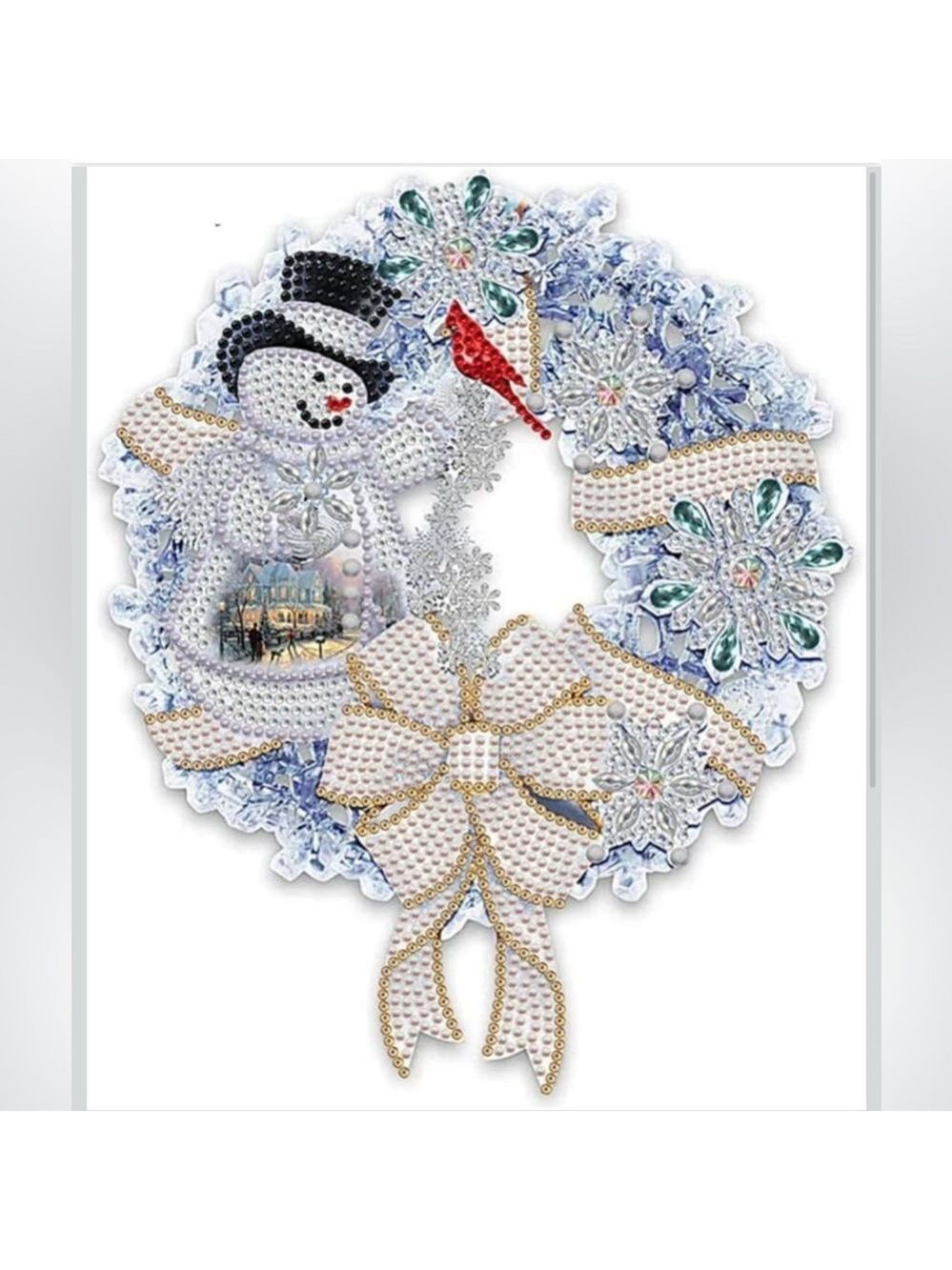 5D DIY Diamond Painting Kit Snowman Christmas Full Drill Design Christmas Wreath
